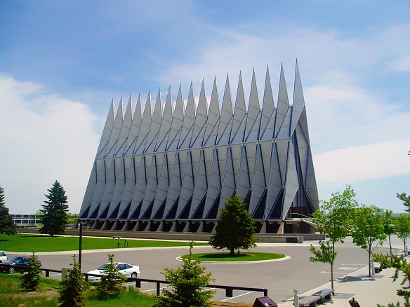 When driving from Grand Junction to Denver, the beautiful Air Force Academy Chapel is barely visible from I-25