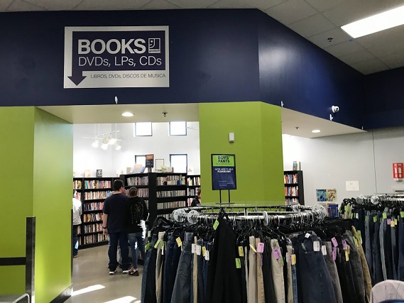 The Grand Junction Goodwill thrift shop has a book and DVD section in the back corner.