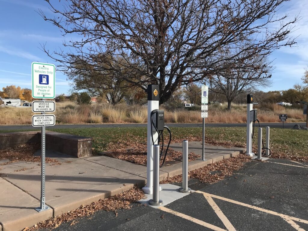 Electric vehicle charging stations at James M. Robb Colorado River State Park